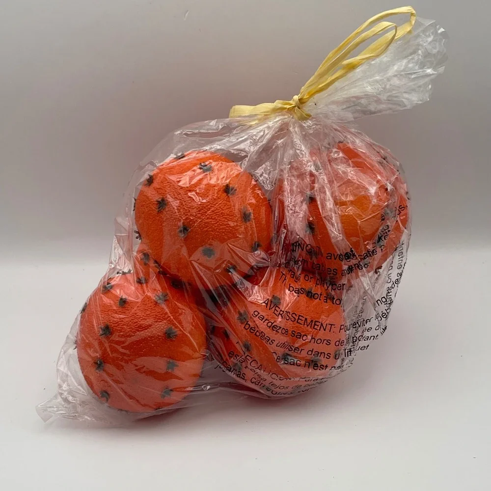 6pc Artificial Clove Pomander Oranges Decorative Fruit Bowl Filler Orange Brown